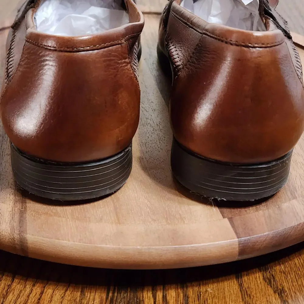 Giorgio Brutini Shoes Mens Size 10 Brown Leather Tassel Woven Slip On Dress